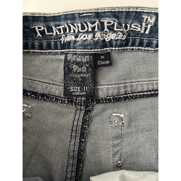 Platinum Plush Bootcut Jeans Women 11 Angel Wings Rhinestone Style 4041 Western - Picture 4 of 11